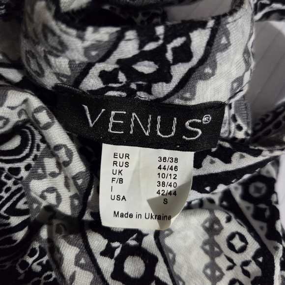 Venus Black And White Paisley Dress, Size S - Picture 5 of 5